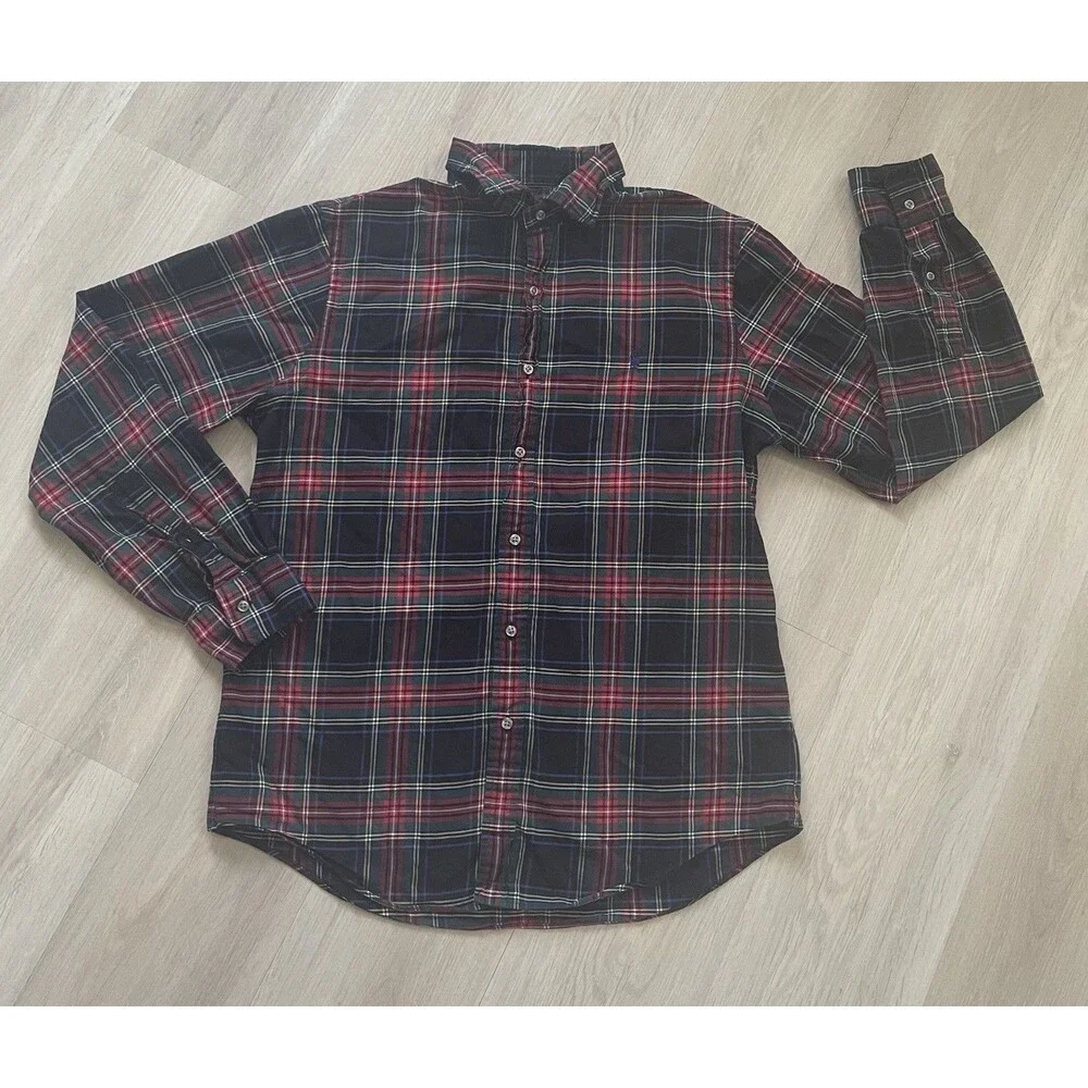 Polo Ralph Lauren Slim Fit Plaid Woven Cotton Button-Up Shirt Men M Long Sleeve